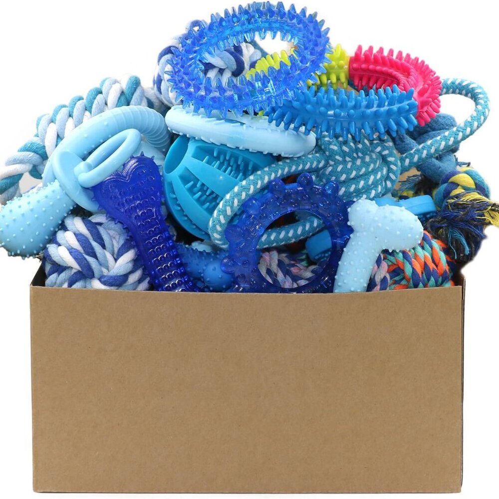 20 Pack Puppy Chew Toys - Blue Dog Teething Toys for Puppies, Puppy Teething Rin